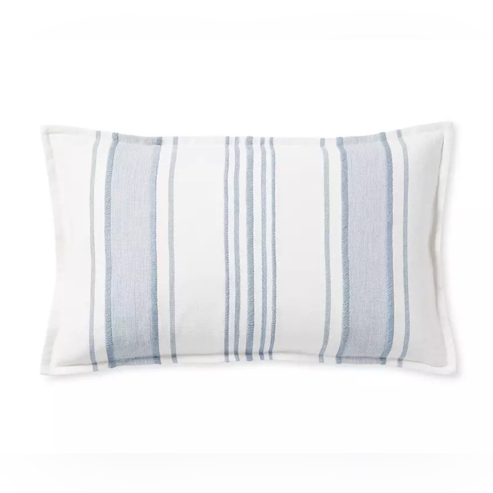 NWT Serena & Lily Navy Blue and White Striped Milos Pillow Cover